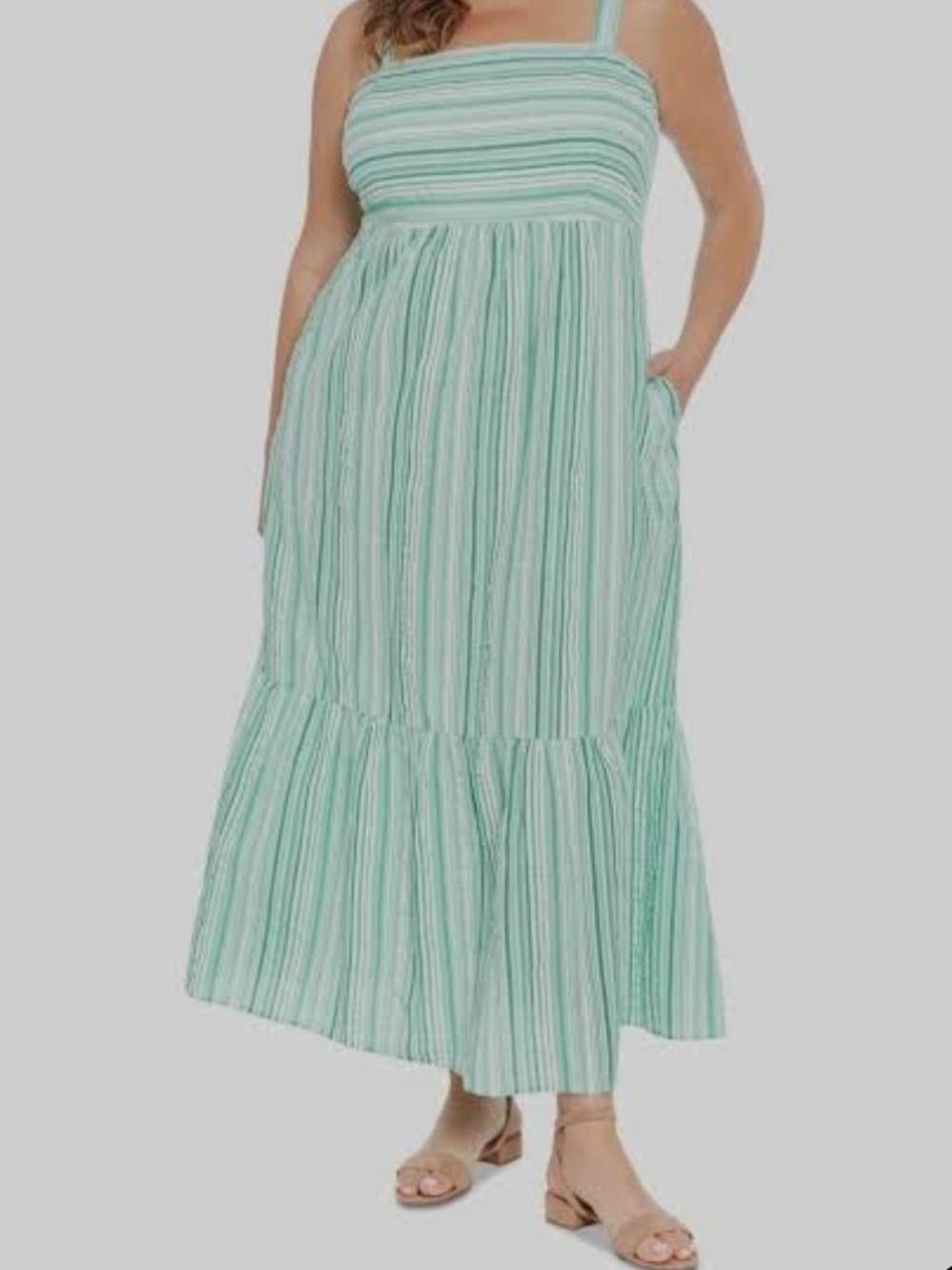 London Times Mint Green Striped Maxi Dress